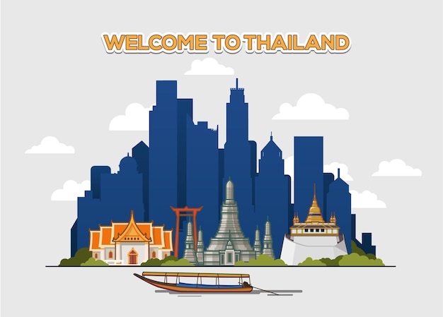 Free Vector bangkok city skyline. vector illustration.
