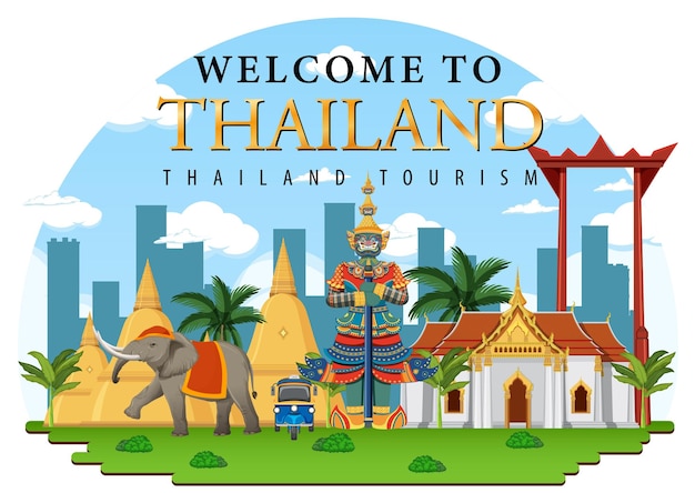 Free Vector bangkok thailand landmark logo banner