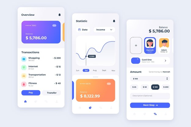 Banking app interface concept