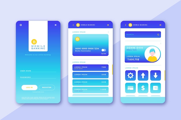 Banking app interface pack