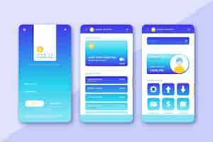Free vector banking app interface pack