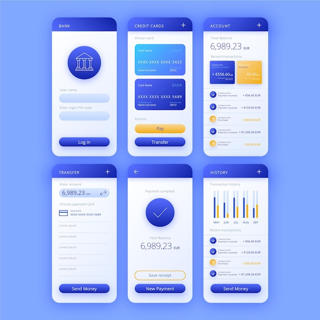 Banking app interface set