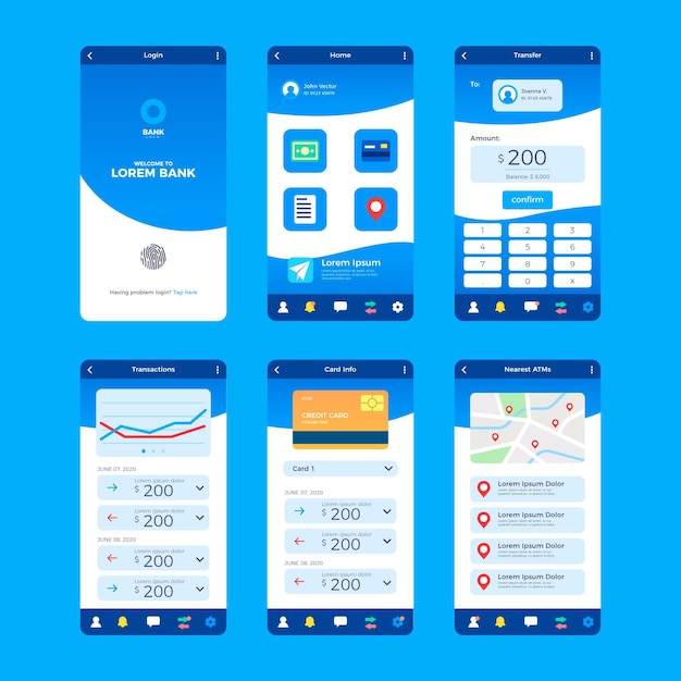 Free Vector banking app interface