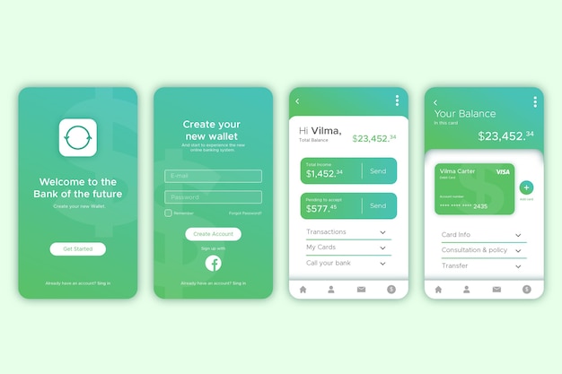 Free vector banking app interface