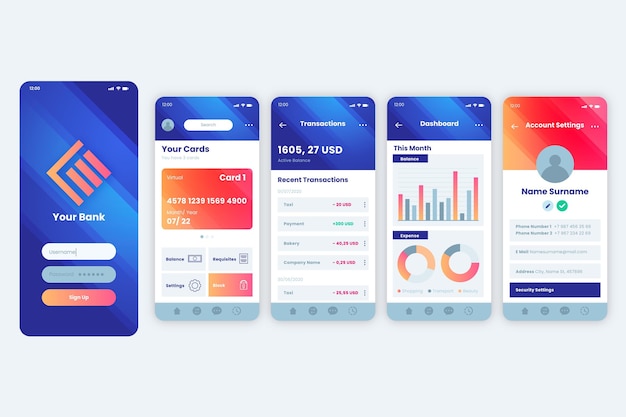 Free Vector banking app interface