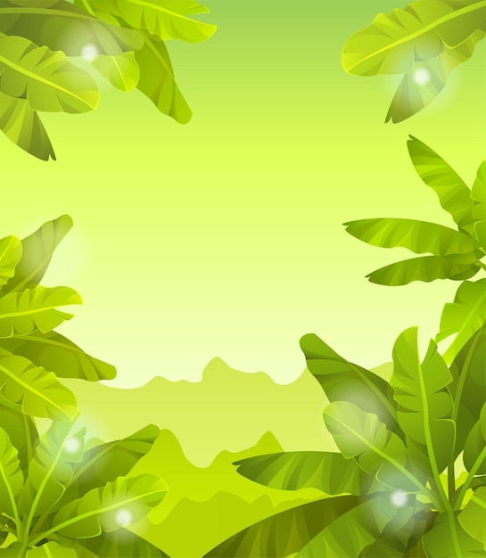 Free Vector banner with banana trees.