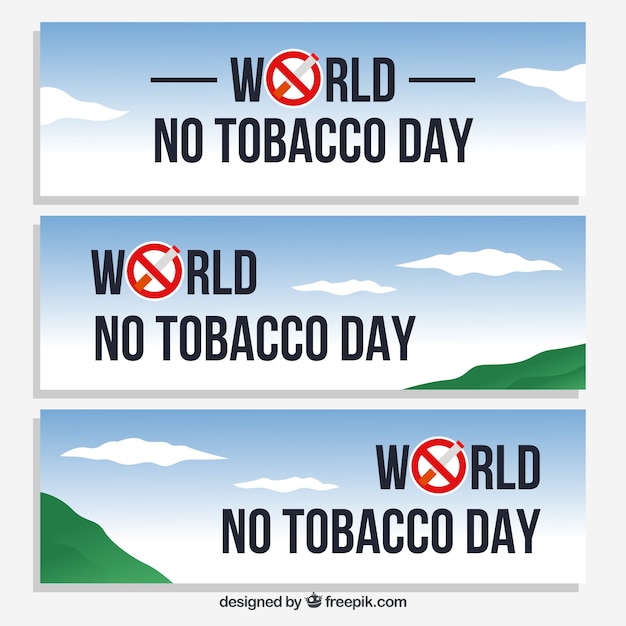 Free Vector banners of the day anti-smoking with landscape