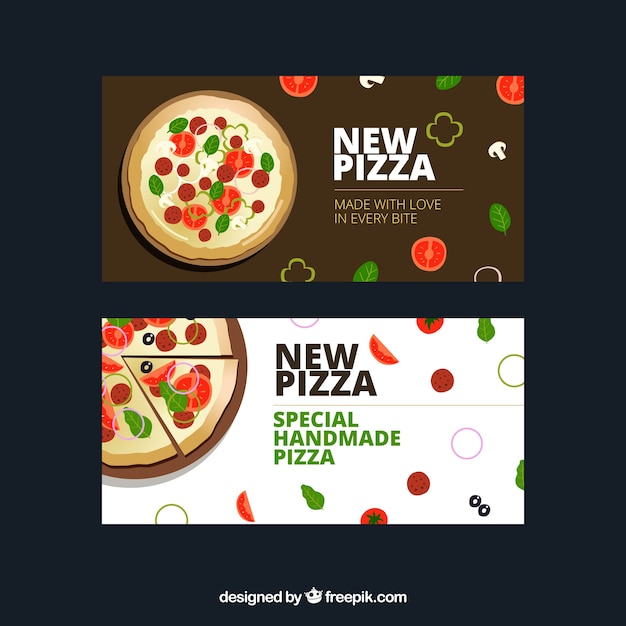 Free Vector banners pizza with ingredients