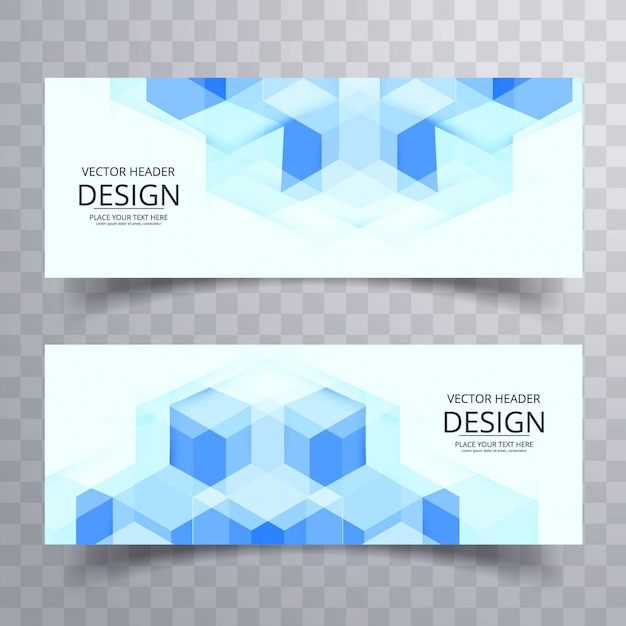 Free Vector banners with 3d shapes