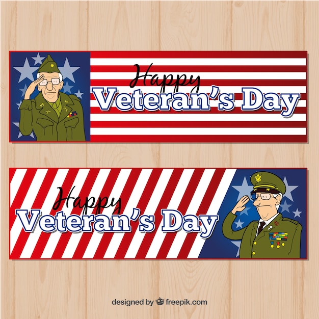 Free Vector banners with veterans day illustrations