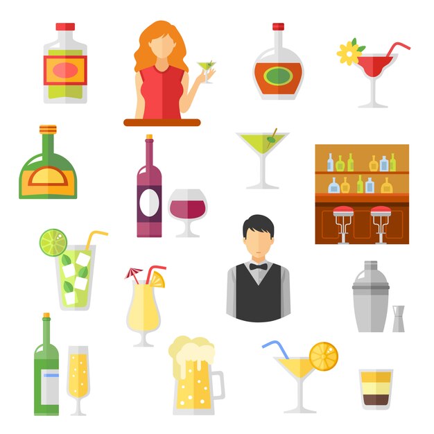 Bar Flat Icons Collection 