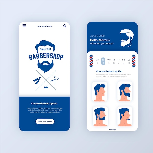 Free Vector barber shop booking app