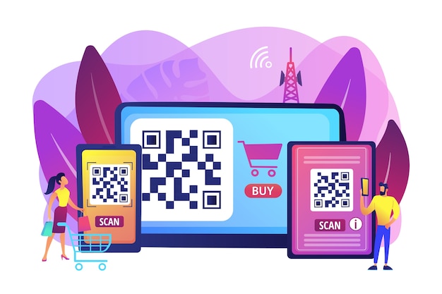 Free Vector barcode reading app illustration