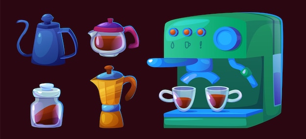 Free Vector barista coffee machine set for shop or cafe vector