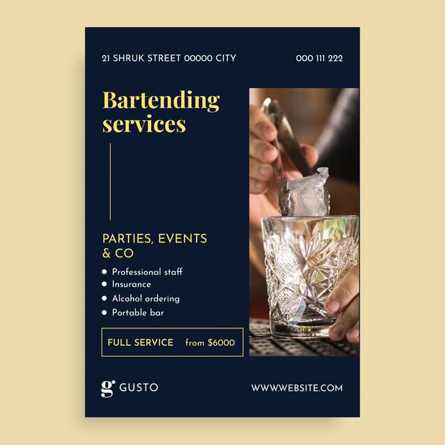 Bartending service party flyer template