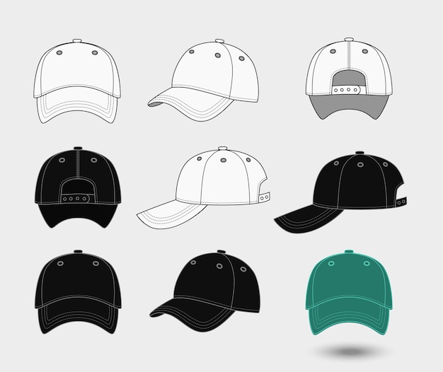 Free vector baseball caps set