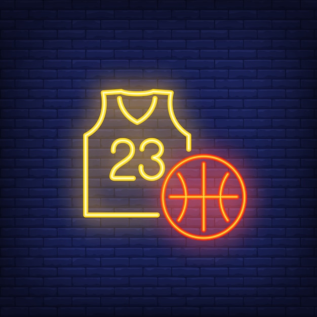 Free Vector basketball and jersey neon sign