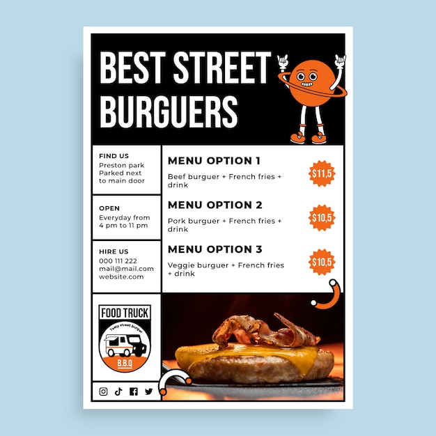 Bbq food truck flyer template