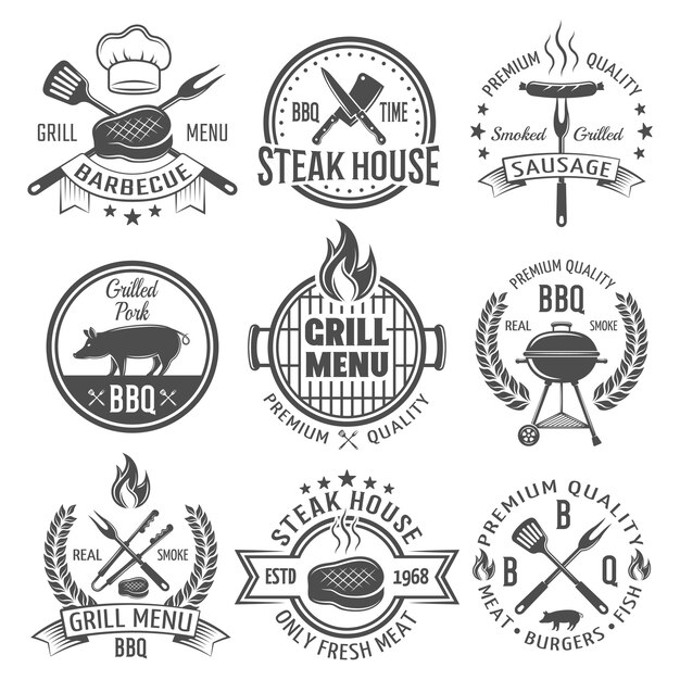 BBQ Graphic Flat Emblems