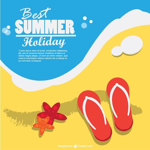 Free vector beach shore with flip flops