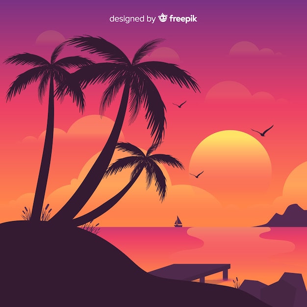 Beach sunset landscape background