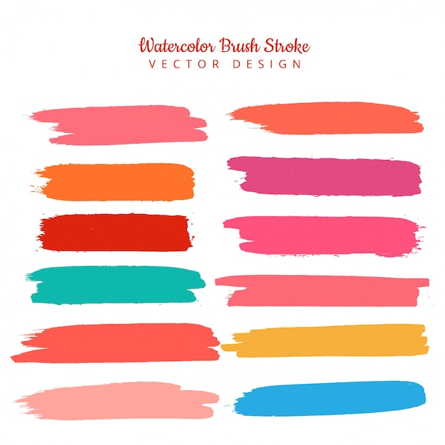 Free vector beautiful colorful watercolor stroke set design vector