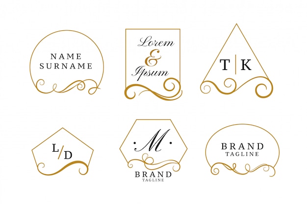 Free vector beautiful elegant logos or wedding monograms collection