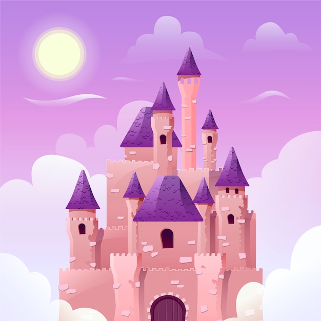 Free Vector beautiful fairytale castle concept