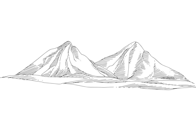 Beautiful hand draw landscape with mountain outline sketch design