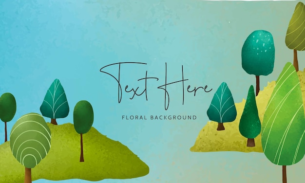 Free vector beautiful hand drawn greenery scenery and tree background