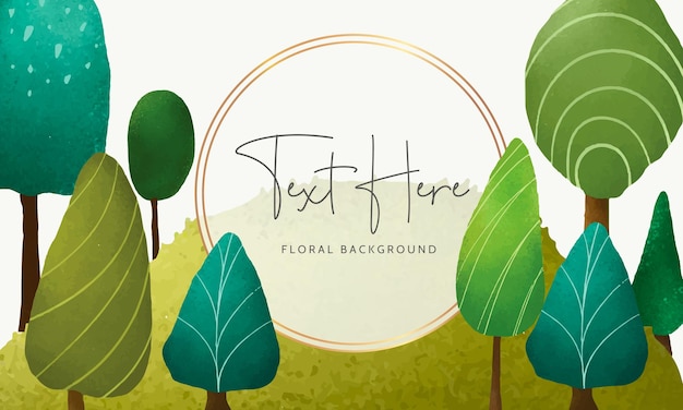 Free Vector beautiful hand drawn greenery scenery and tree background