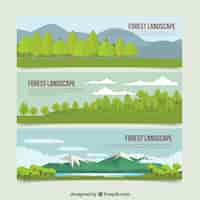 Free vector beautiful hand drawn landscapes nature banners