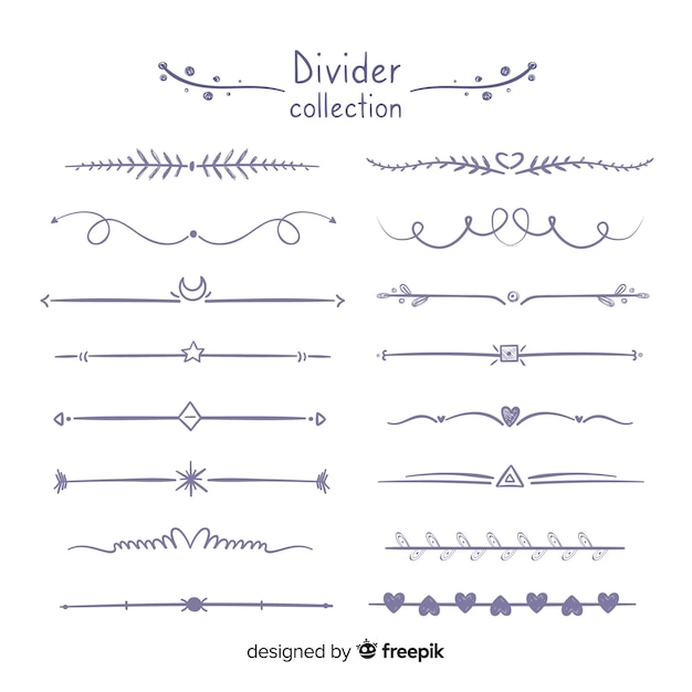 Free Vector beautiful hand drawn ornament divider set