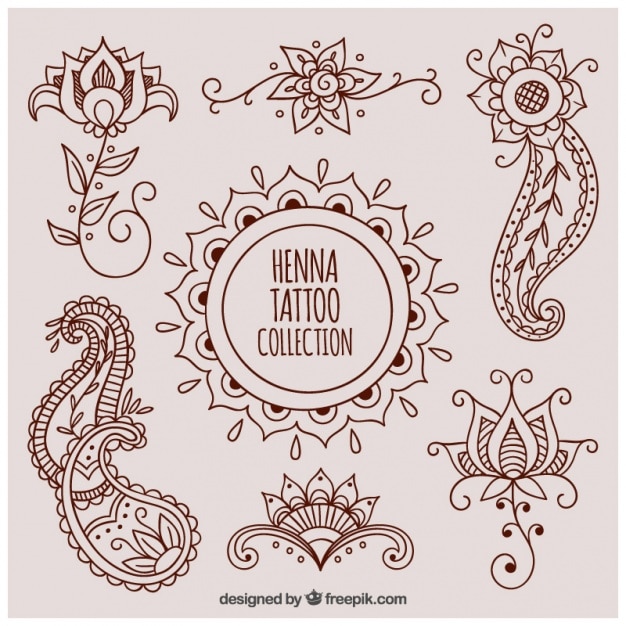 Free Vector beautiful henna tattoos