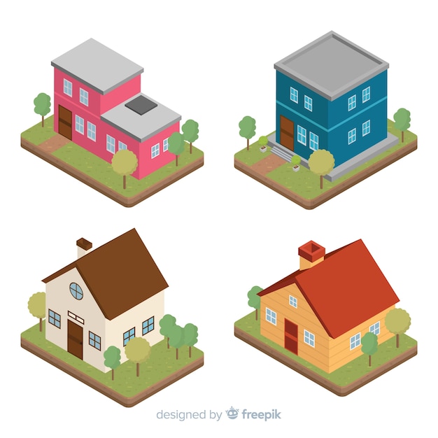 Free Vector beautiful houses set 