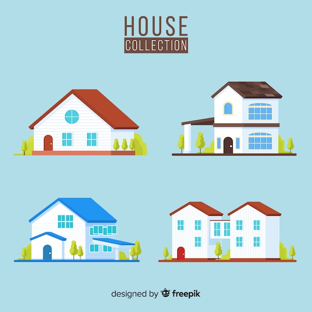 Free vector beautiful houses set