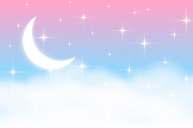 Free Vector beautiful magical moon and star dreamscape background design vector