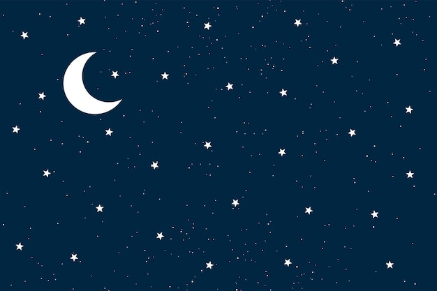 Free Vector beautiful moon and star nighttime background design vector