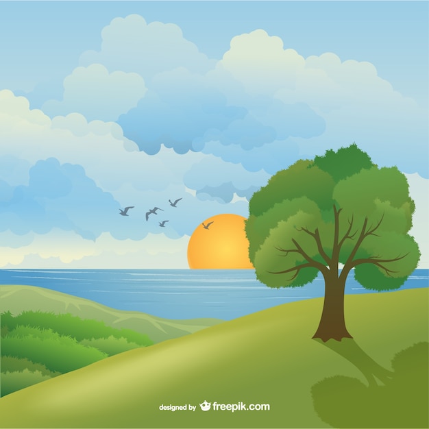 Free vector beautiful natural landscape