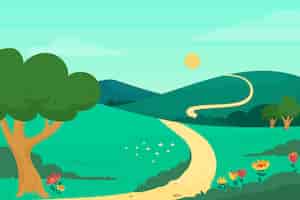 Free vector beautiful spring landscape background