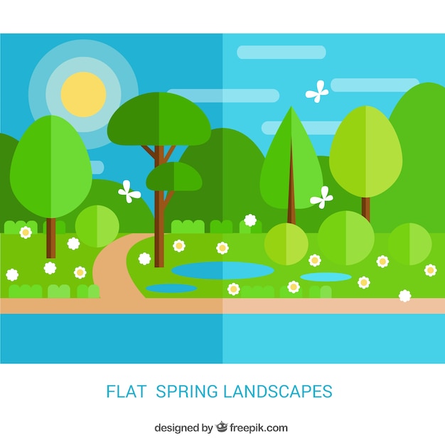 Free Vector beautiful spring landscape 