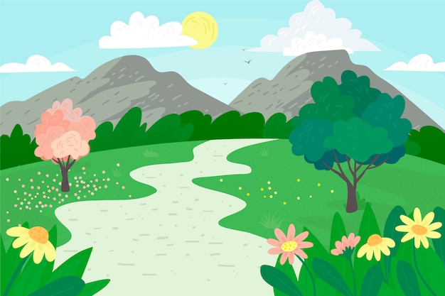 Free vector beautiful spring landscape