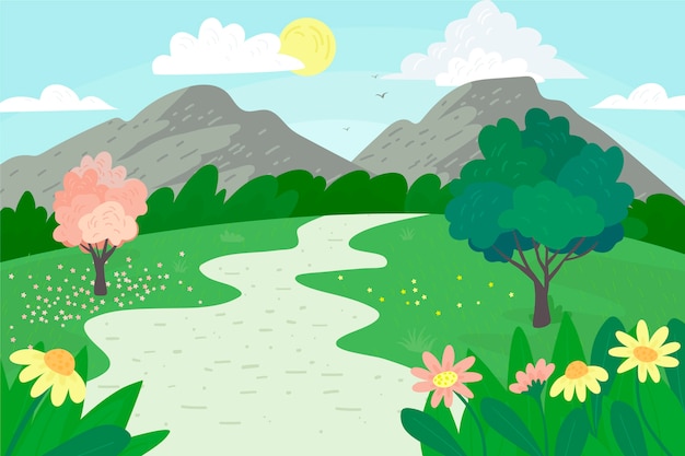 Free Vector beautiful spring landscape