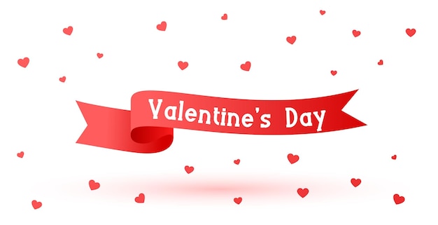 Free Vector beautiful valentines day flying ribbon on love hearts background