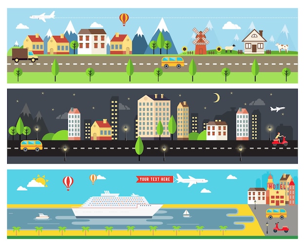 Free Vector beautiful vector cartooninzed city landscape