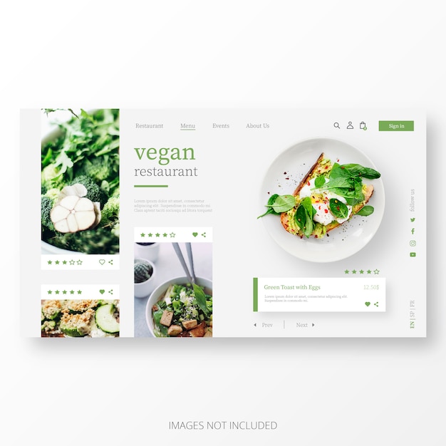 Free Vector beautiful vegan restaurant landing page template