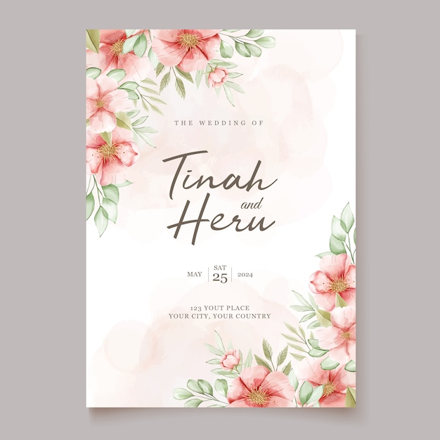 Free Vector beautiful wedding invitation card with floral wreath