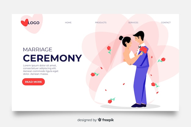 Free Vector beautiful wedding landing page