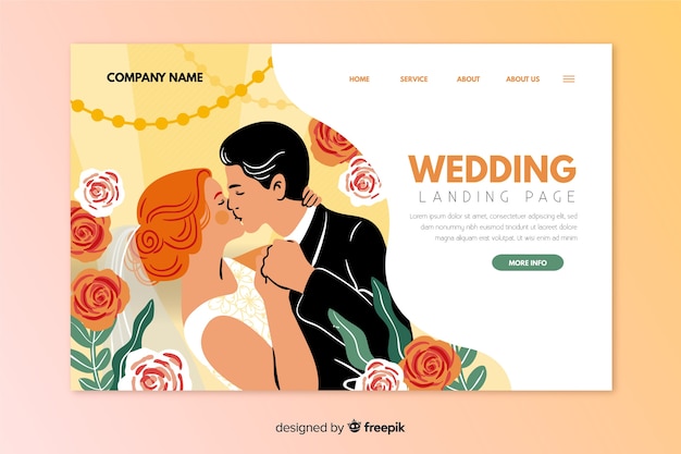 Free Vector beautiful wedding landing page