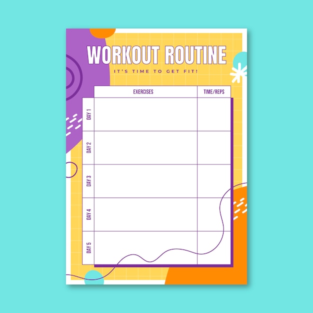 Free Vector beautiful workout plan calendar